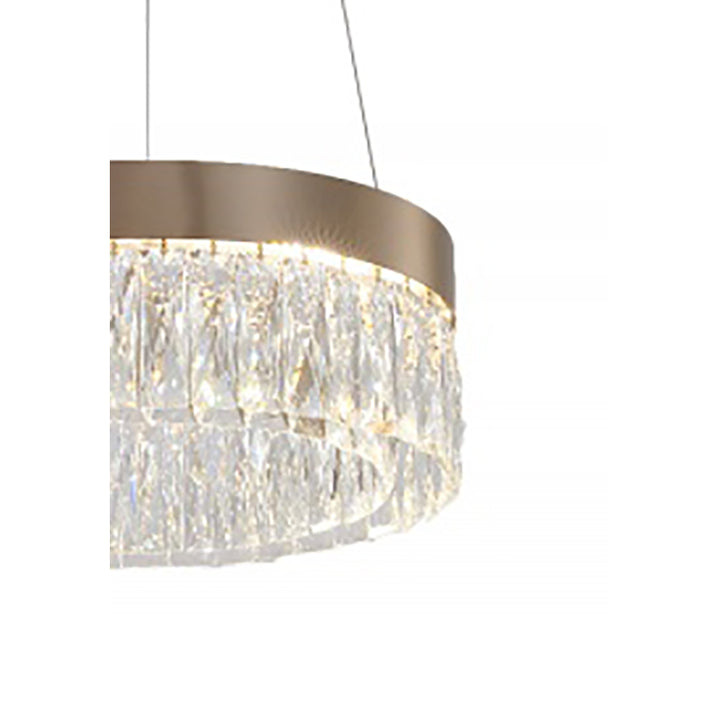 Round Frame LED Chandelier with Clear Hanging Crystals by Bethel - view 26