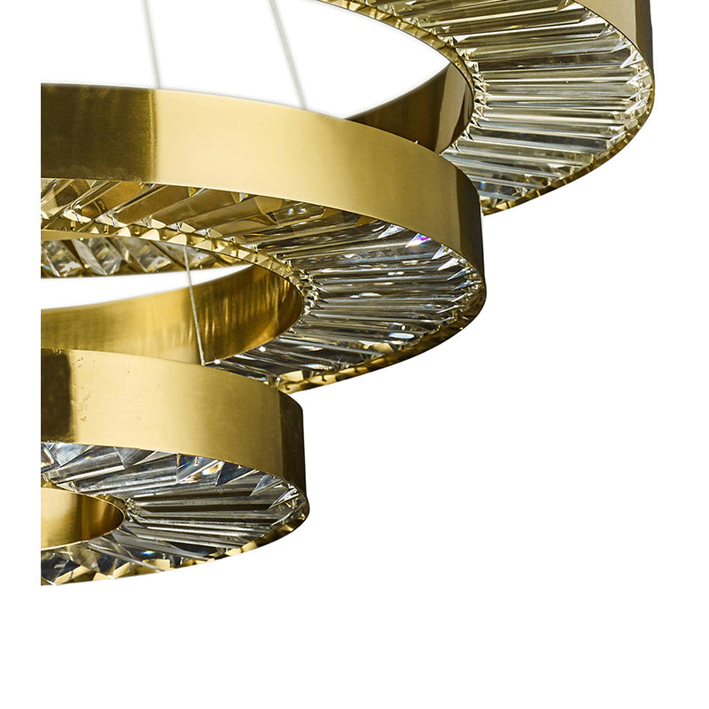 Three Tier Gold Ring Chandelier with Clear Crystal Diffuser by Bethel - view 4