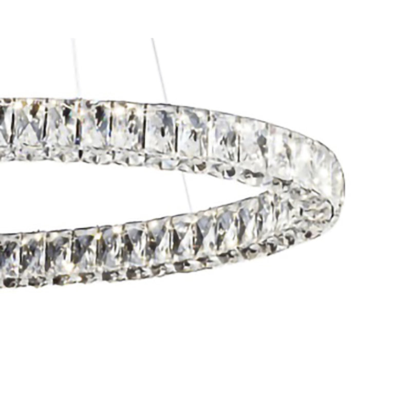 Triple Sided Clear Crystal Ring LED Light Fixture with Adjustable Strings and