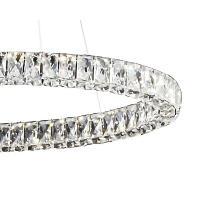 Triple Sided Clear Crystal Ring LED Light Fixture with Adjustable Strings and