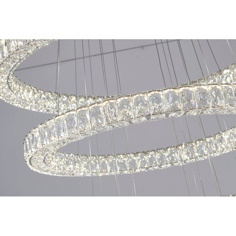 Five Tier Clear Crystal Halo Ring Chandelier with Chrome Hardware by Bethel - view 4