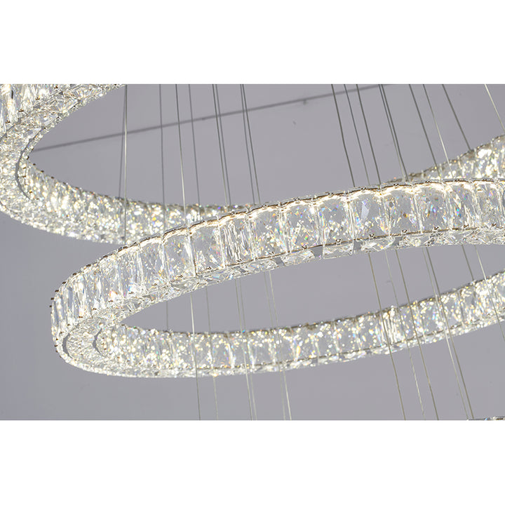 Five Tier Clear Crystal Halo Ring Chandelier with Chrome Hardware by Bethel - view 4