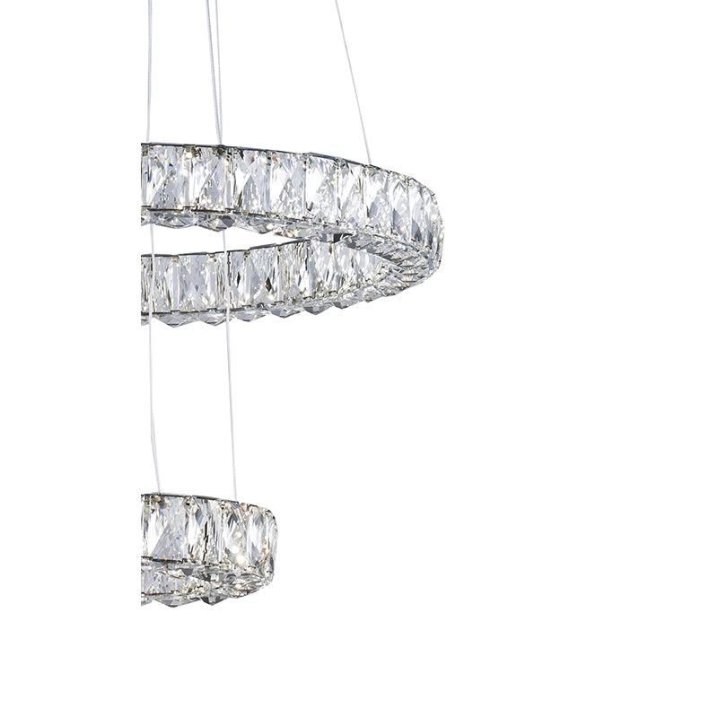 Double Clear Crystal Halo Ring Chandelier with Chrome Hardware by Bethel - view 3