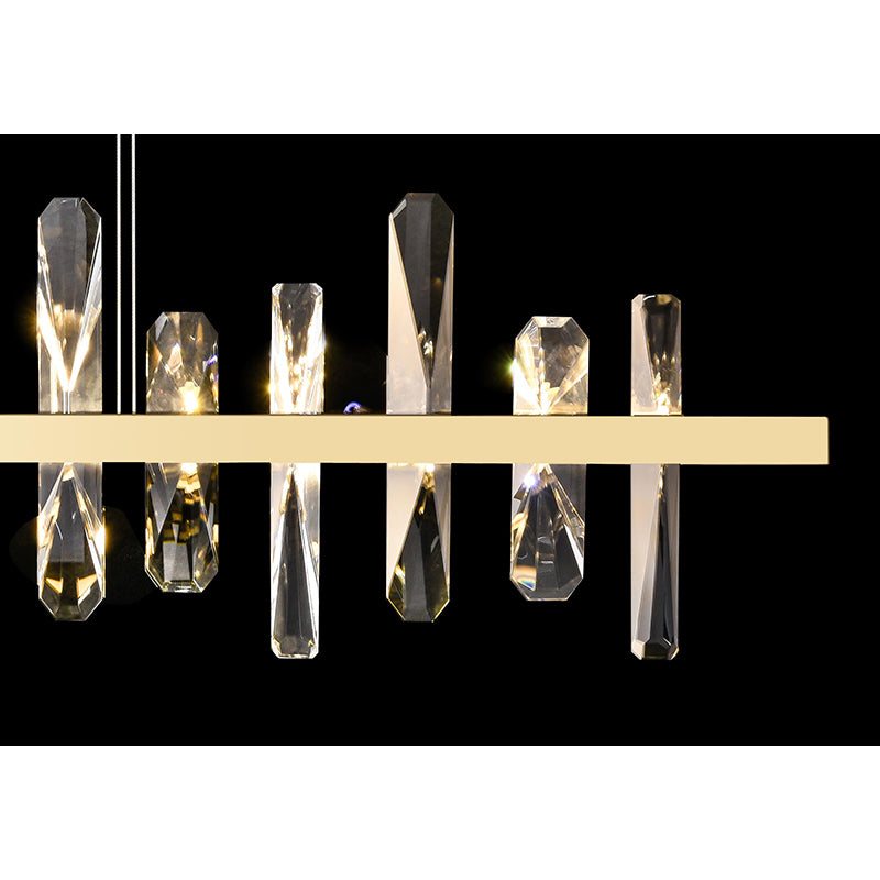 Stainless Steel Frame LED Chandelier with Clear Crystal Plaques by Bethel - view 5