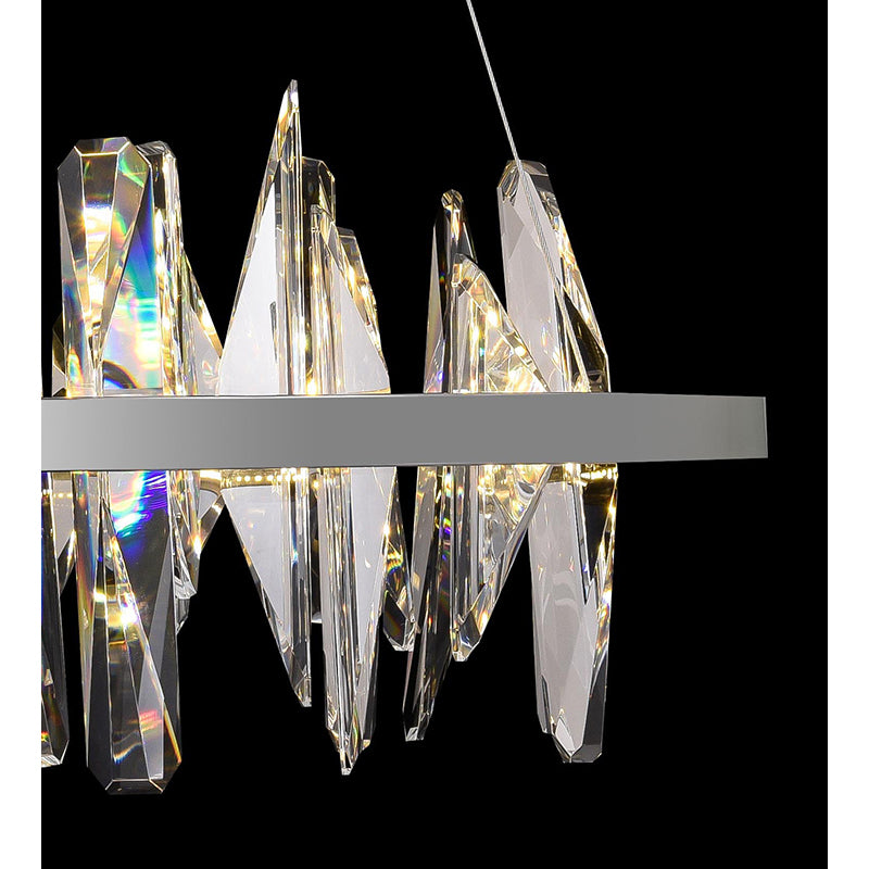 Round Stainless Steel Frame LED Chandelier with Clear Crystal Plaques by Bethel - view 3