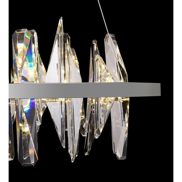 Round Stainless Steel Frame LED Chandelier with Clear Crystal Plaques by Bethel - view 3