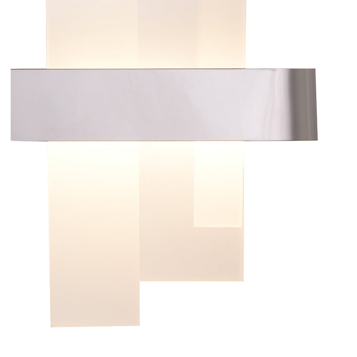 Chrome Oval Metal Frame LED Chandelier with Illuminated Frosted Acrylic Blocks by Bethel - view 3
