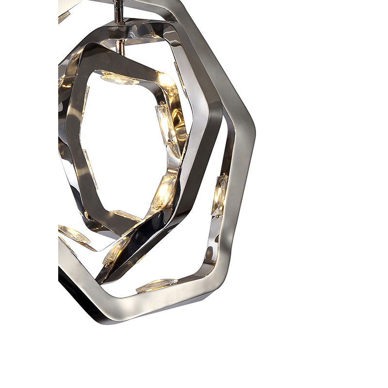 Chrome Triple Ring LED Chandelier with Clear Crystal Accents by Bethel - view 2