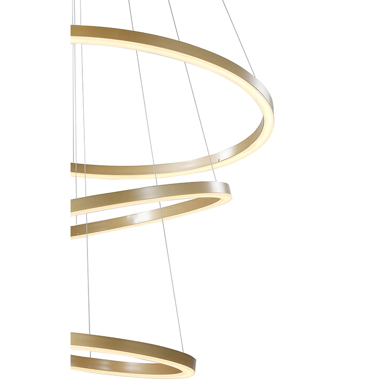 Four Ring Gold Aluminium Frame LED Ceiling Fixture with White Acrylic Diffusers by Bethel - view 3