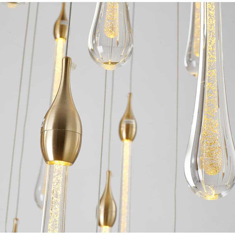 Charcoal Black Round Canopy LED Light with Gold Dusted Glass Hanging Pendants by Bethel - view 7