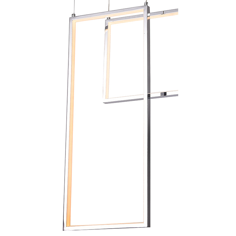 Chrome Stainless Steel Frame Block LED Ceiling Fixture with Rectangular Canopy by Bethel - view 3