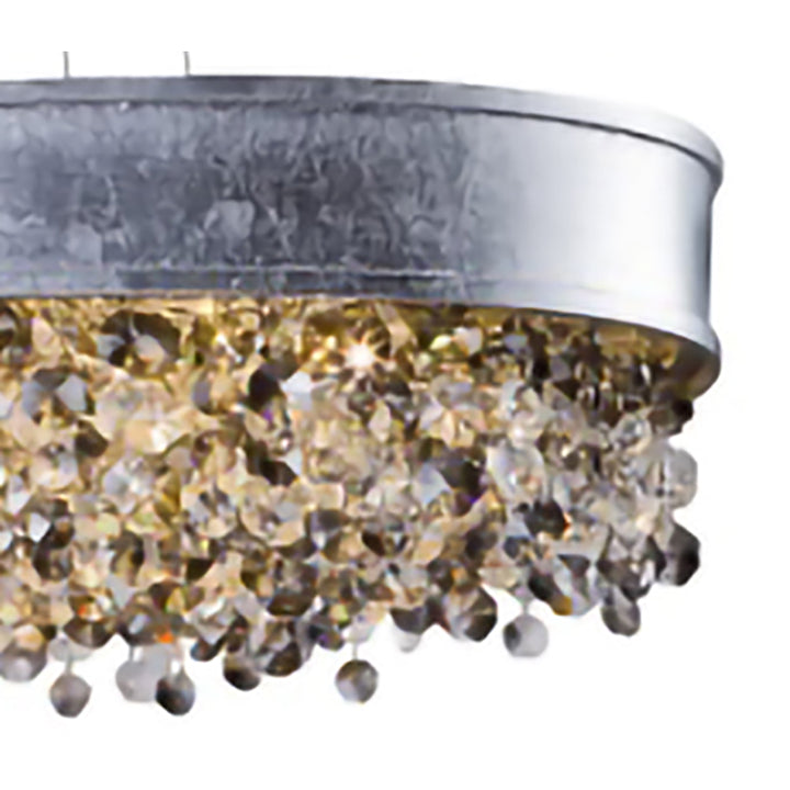 Leaf Round Frame with and Clear Hanging Crystals Chandelier by Bethel - view 11