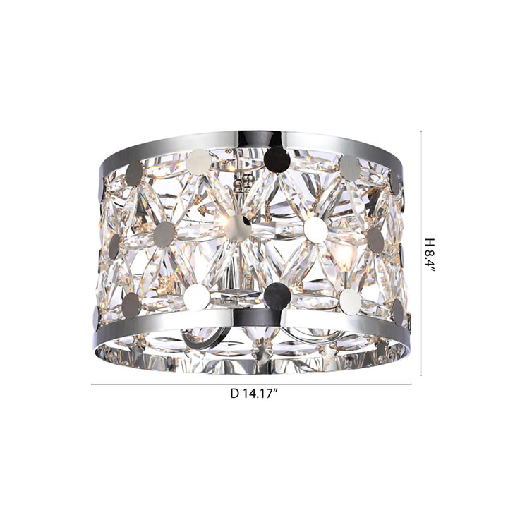 Chrome Frame Flush Mount with Clear Crystal Star Detailing by Bethel - view 2