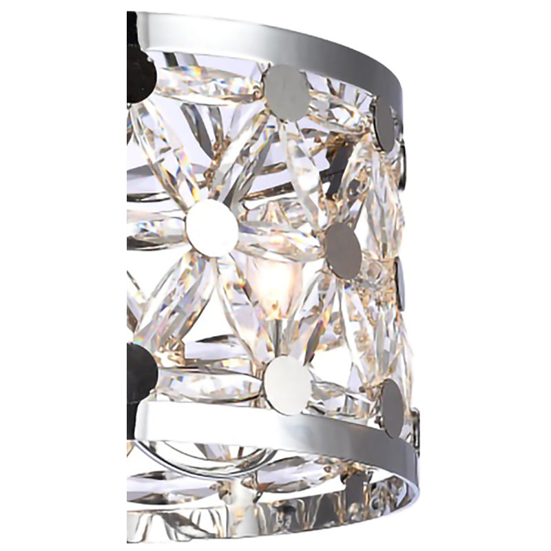 Chrome Frame Flush Mount with Clear Crystal Star Detailing by Bethel - view 3