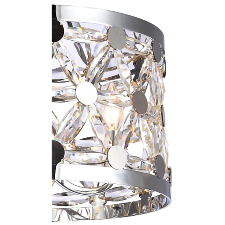 Chrome Frame Flush Mount with Clear Crystal Star Detailing by Bethel - view 3