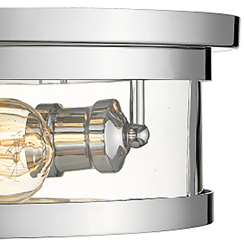 Round Flush Mount with Clear Glass Shade in Chrome by Bethel