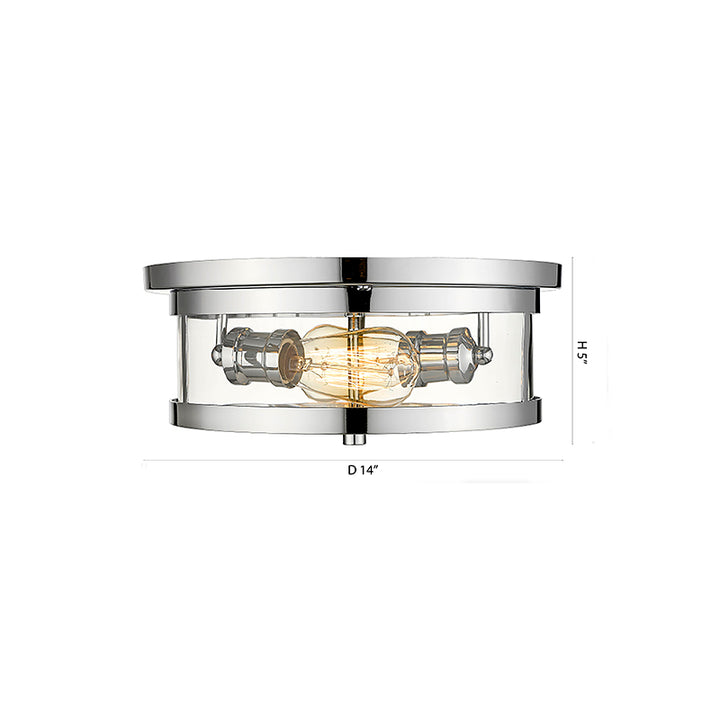 Round Flush Mount with Clear Glass Shade by Bethel - view 11