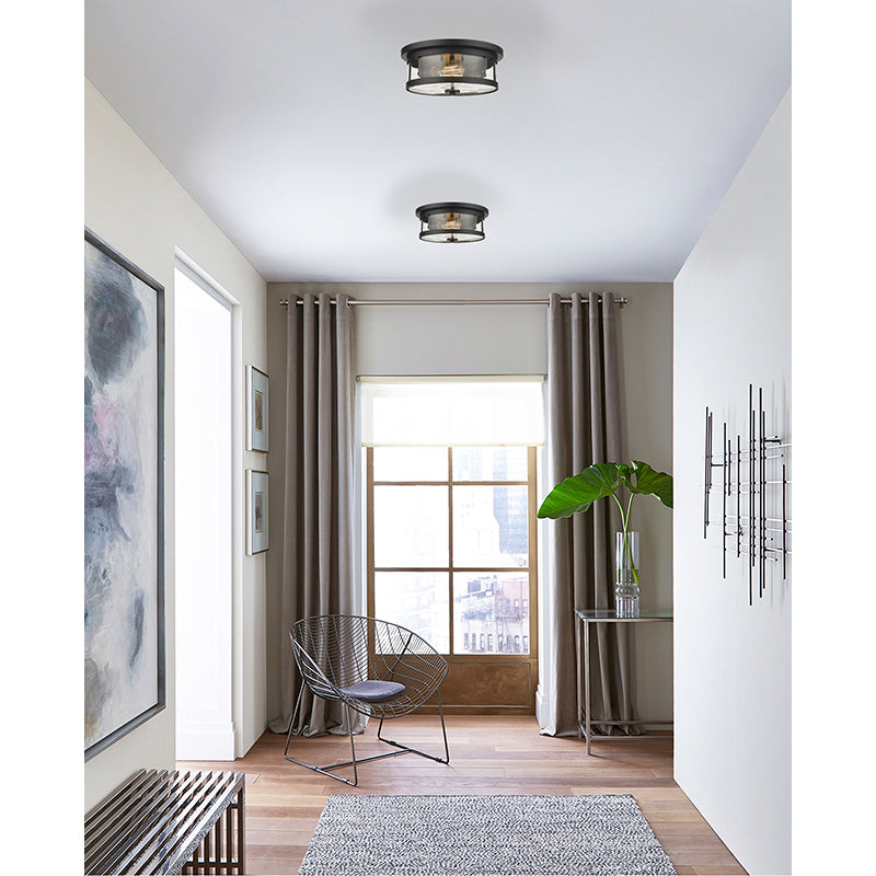 Round Flush Mount with Clear Glass Shade by Bethel - view 4