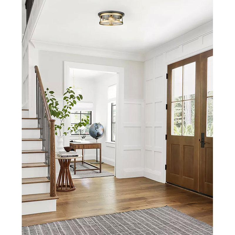 Round Flush Mount with Clear Glass Shade by Bethel - view 7