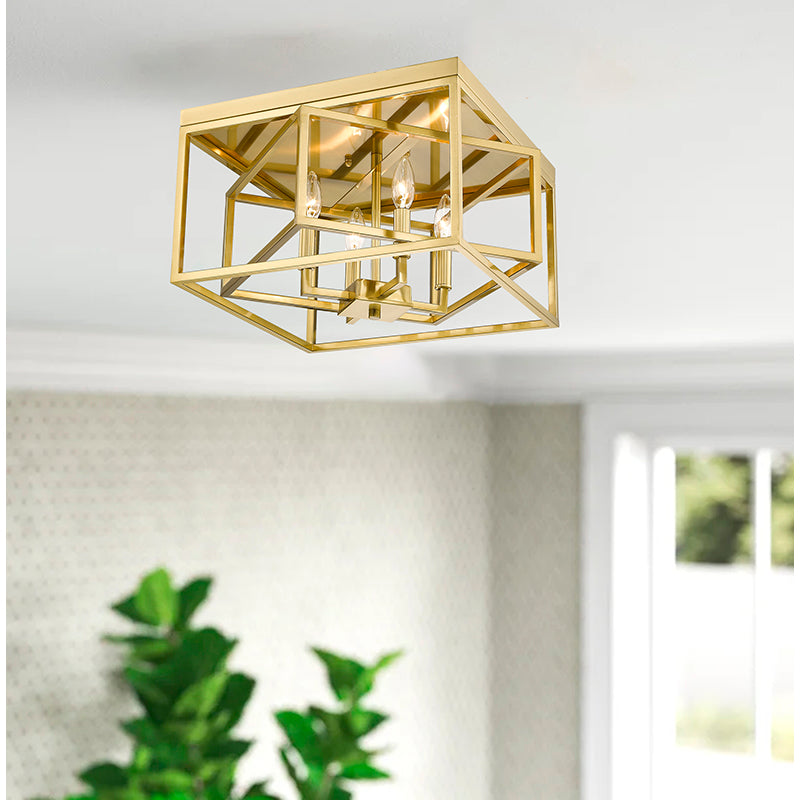 Interlocked Box Flush Mount in Gold by Bethel