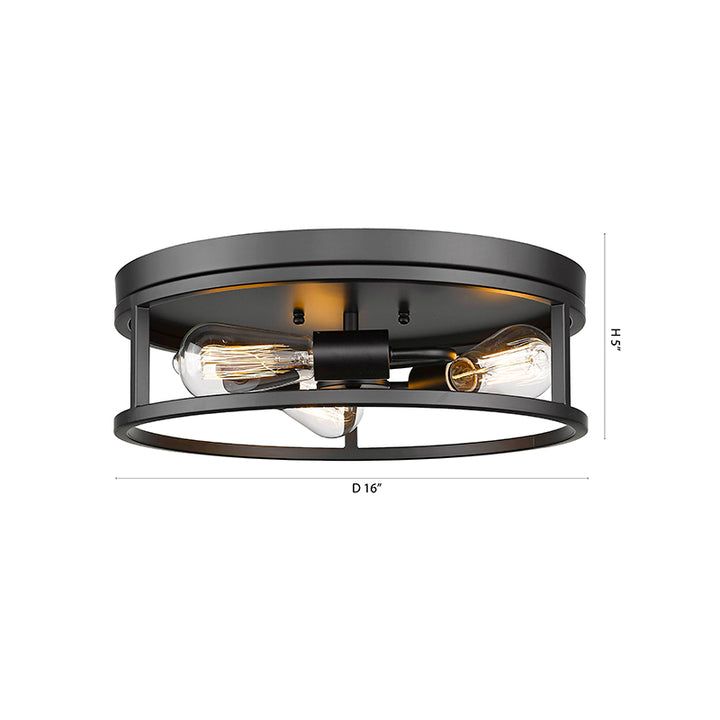 Round Iron Framed Flush Mount Light by Bethel - view 41
