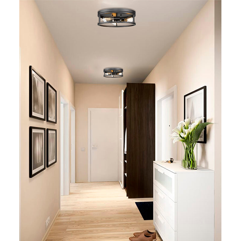 Round Iron Framed Flush Mount Light by Bethel - view 42