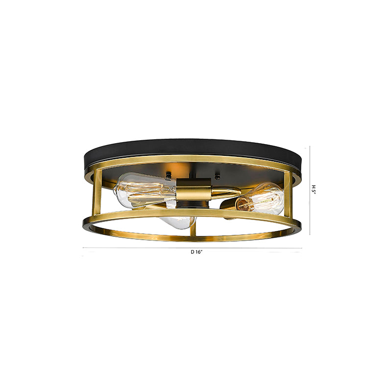 Round Iron Framed Flush Mount Light by Bethel - view 46