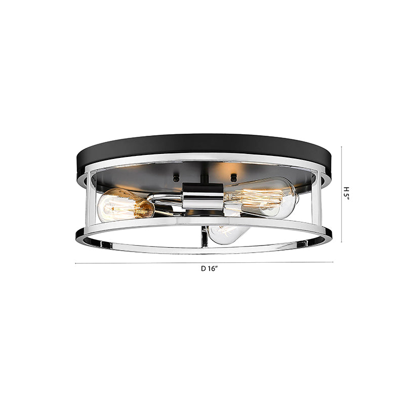 Round Iron Framed Flush Mount Light by Bethel - view 35