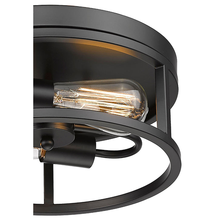 Round Iron Framed Flush Mount Light by Bethel - view 2