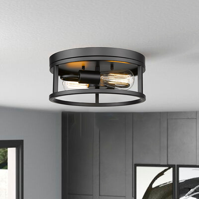 Round Iron Framed Flush Mount Light by Bethel - view 3