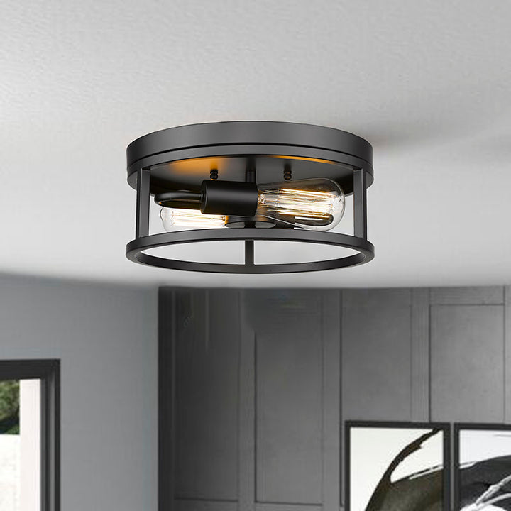 Round Iron Framed Flush Mount Light by Bethel - view 3