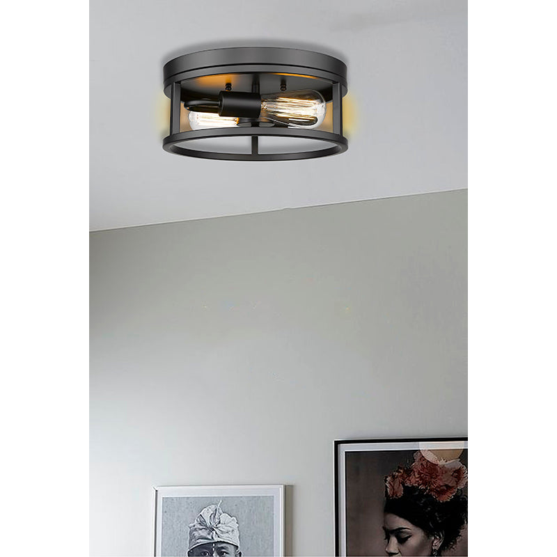 Round Iron Framed Flush Mount Light by Bethel - view 4