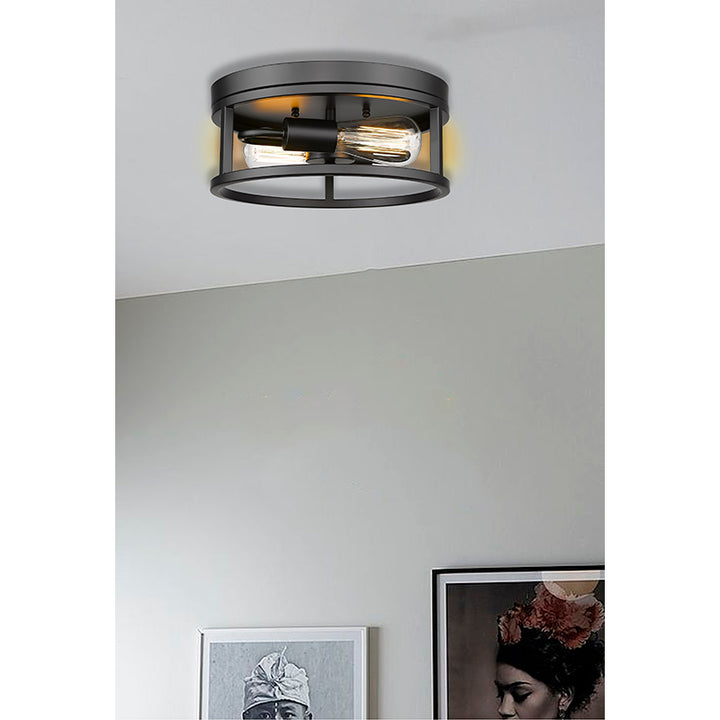 Round Iron Framed Flush Mount Light by Bethel - view 4