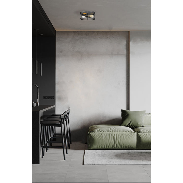 Round Iron Framed Flush Mount Light by Bethel - view 5