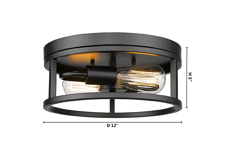 Round Iron Framed Flush Mount Light by Bethel - view 9