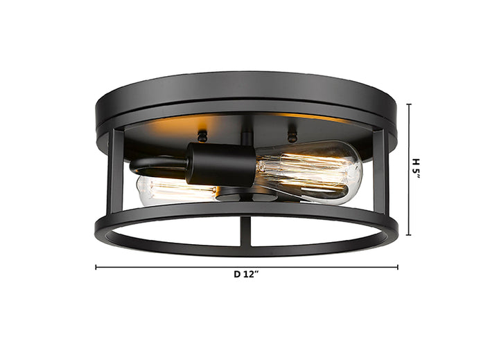 Round Iron Framed Flush Mount Light by Bethel - view 9