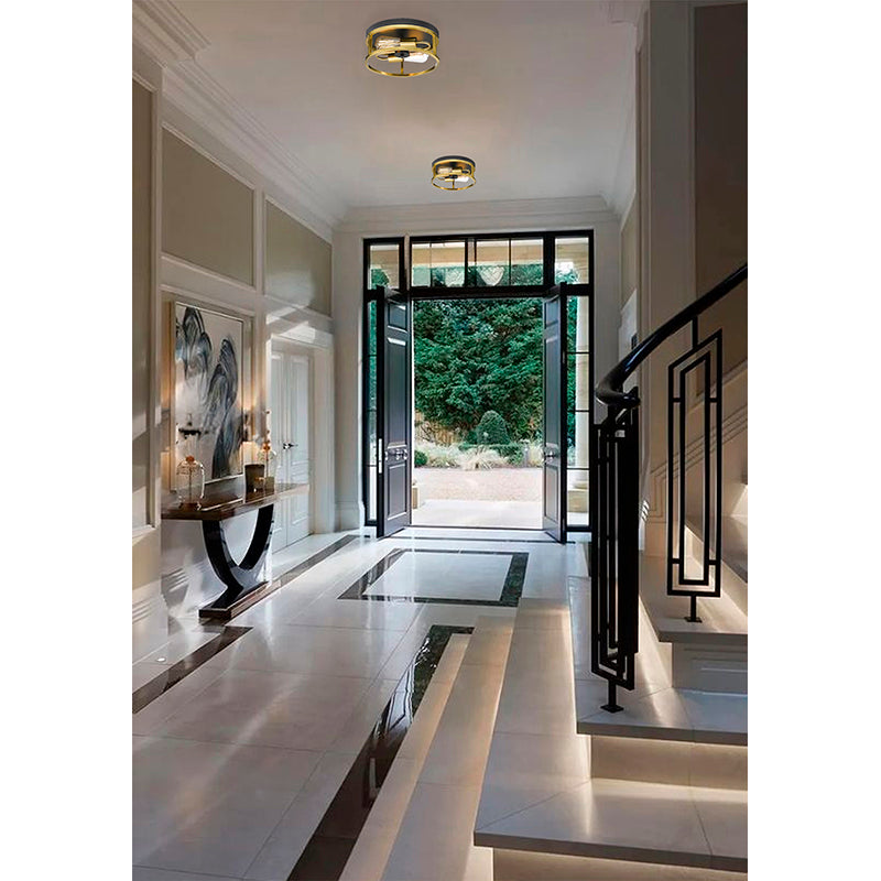 Round Iron Framed Flush Mount Light by Bethel - view 11