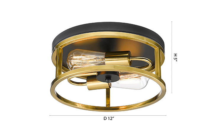 Round Iron Framed Flush Mount Light by Bethel - view 12