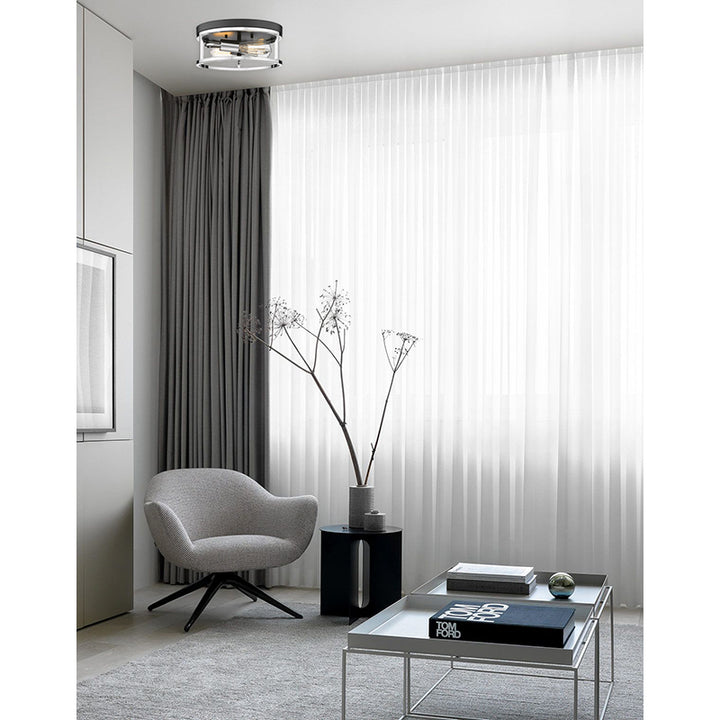 Round Iron Framed Flush Mount Light by Bethel - view 19