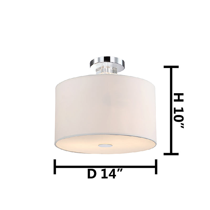 Cream White Drum Shade Flushmount with Clear Cubed Hanging Flush Mount by Bethel - view 2