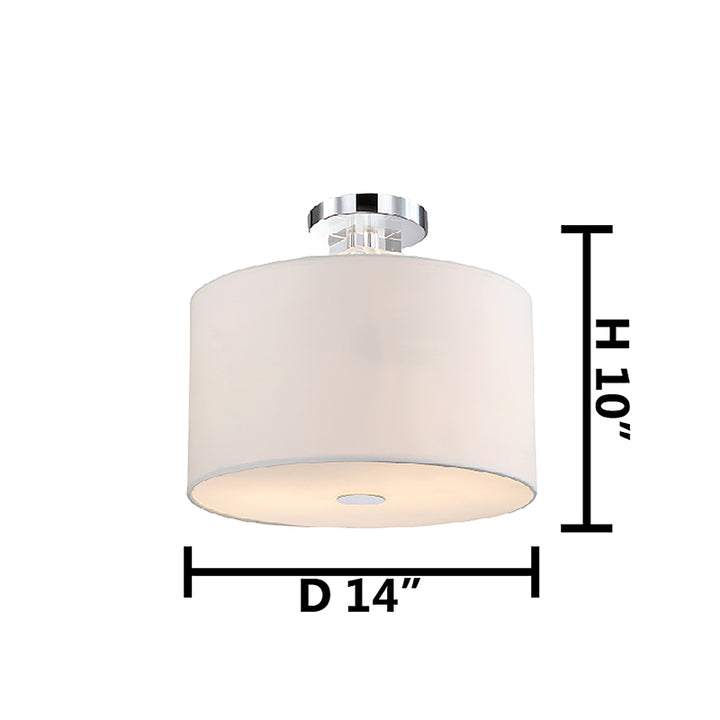 Cream White Drum Shade Flushmount with Clear Cubed Hanging Flush Mount by Bethel - view 2