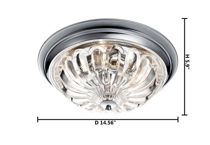Chrome Frame Flush Mount with Clear Glass Shade by Bethel - view 6