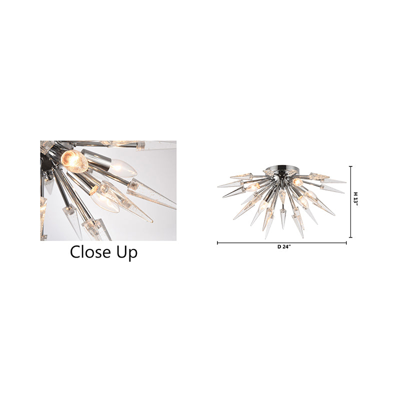 Clear Crystal Spike Flush Mount with Frame by Bethel - view 6