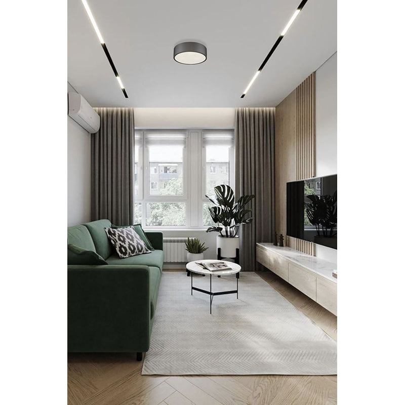 Dark Bronze Flush Mount with Frosted White Glass Shade by Bethel - view 4