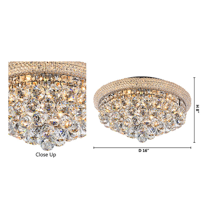 Clear Crystal Flush Mount with Hanging Crystal Balls, Beaded Band, and