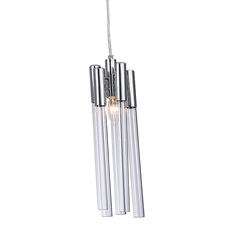Frame Three Light Pendant Fixture with Clear Glass Tubing by Bethel - view 3