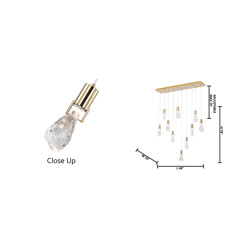 Frame Island Light with Clear Crystal Stone Pendants by Bethel - view 18