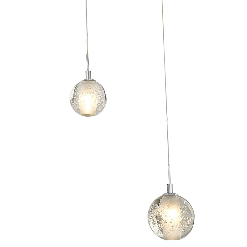 Rectangular Chrome Frame Chandelier with Hanging Clear Crystal Ball Pendants by Bethel - view 3