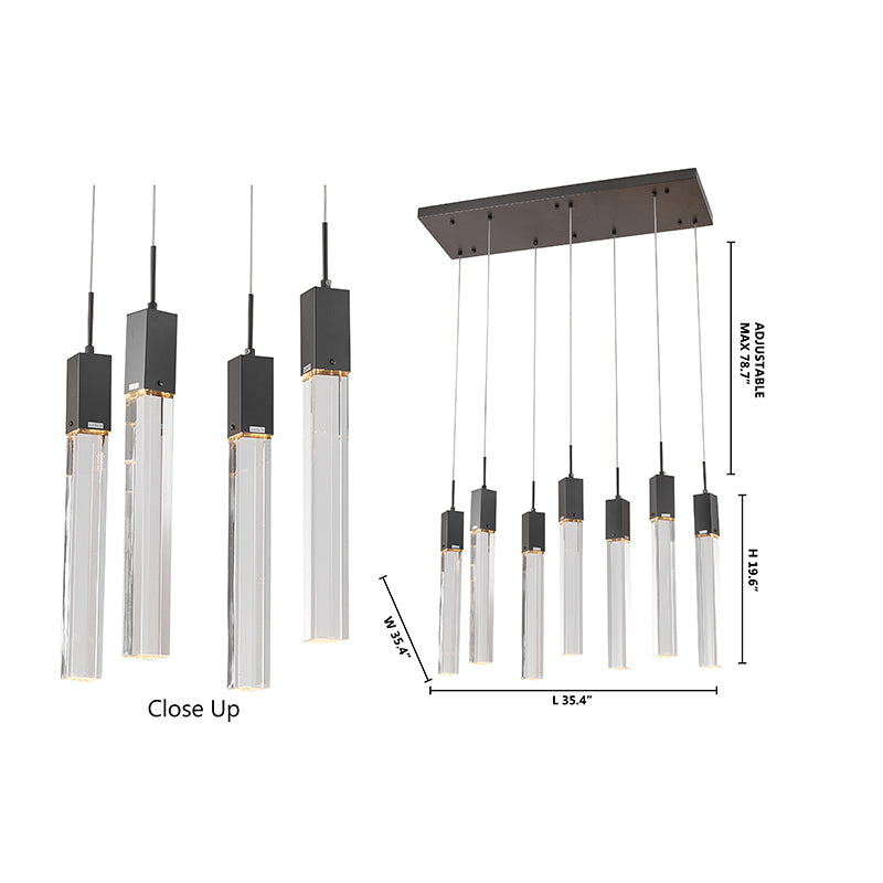 Black Gun Metal Flushed Frame with Hanging Clear Block Crystal Pendants by Bethel - view 5
