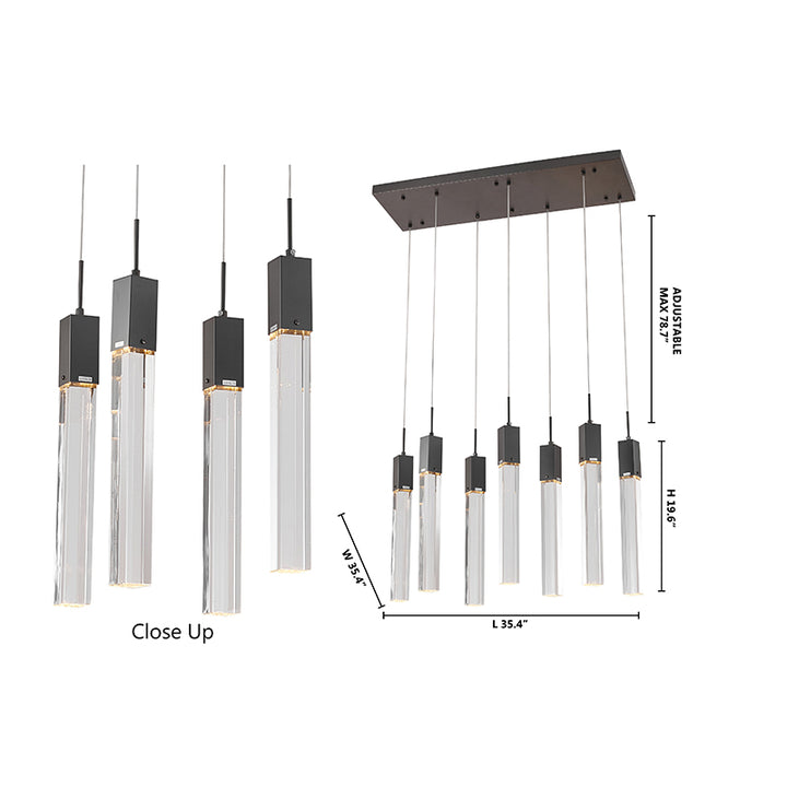 Black Gun Metal Flushed Frame with Hanging Clear Block Crystal Pendants by Bethel - view 5